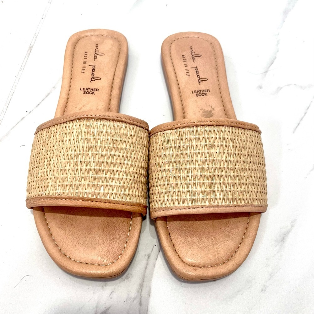 Mila Paoli Beige Flats with Woven Texture‎ 8